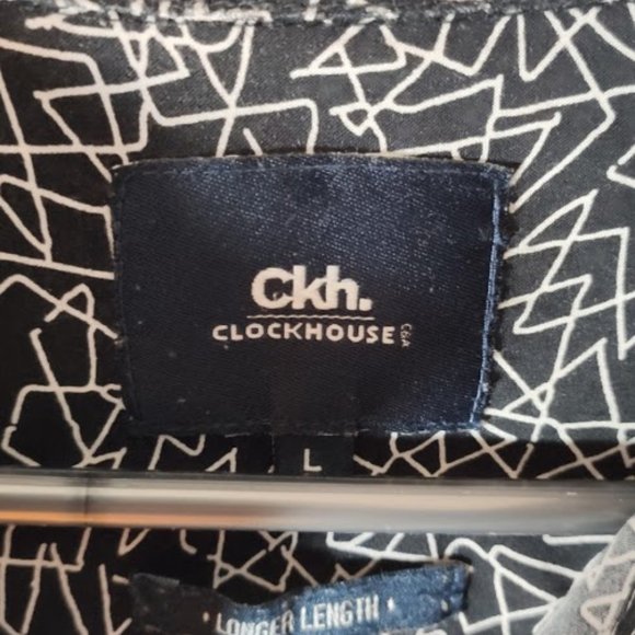 Black Clockhouse shirt with white Geometric print 100% viscose - Picture 6 of 6